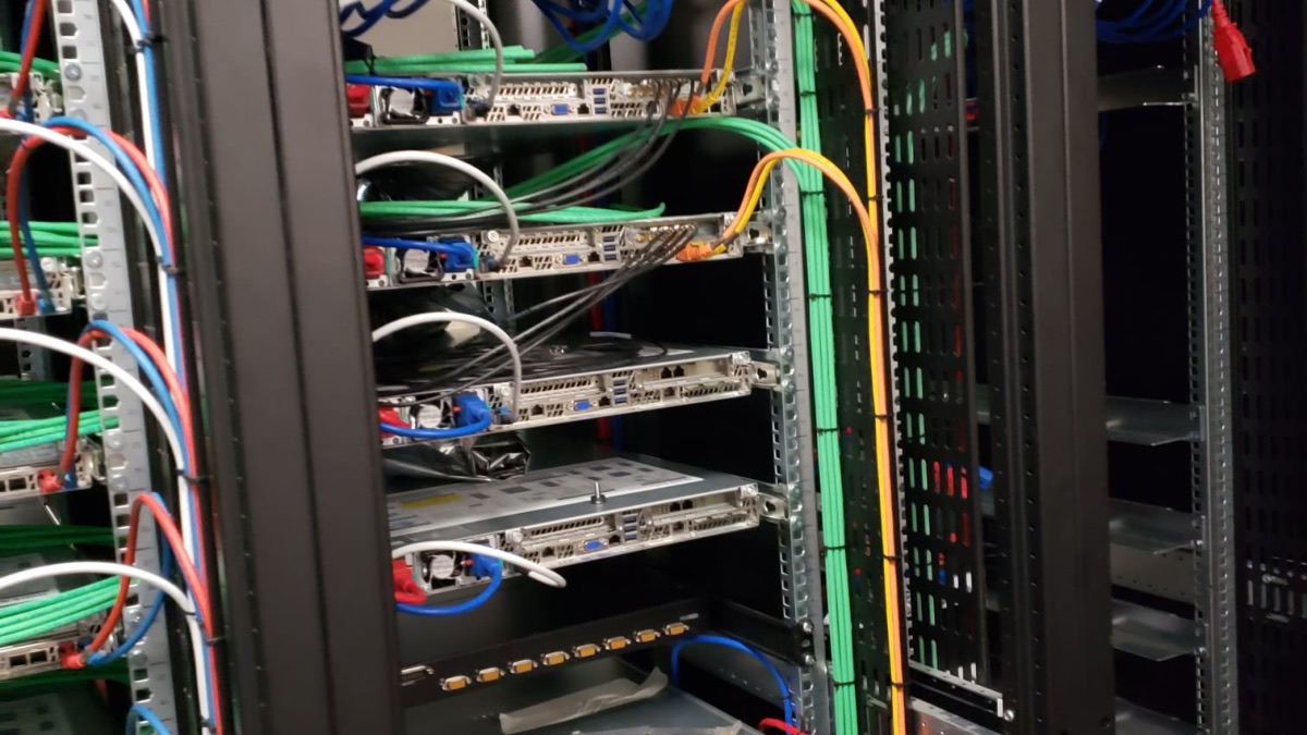 IPTV head-end rack, encoder rear connections